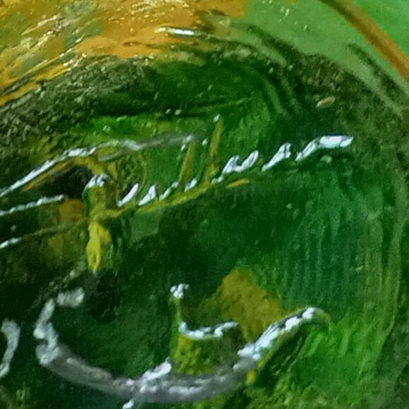 Art Glass Swirling Green/ Yellow Flowers Paperweight Signed Wilkerson '15   - Picture 7 of 7